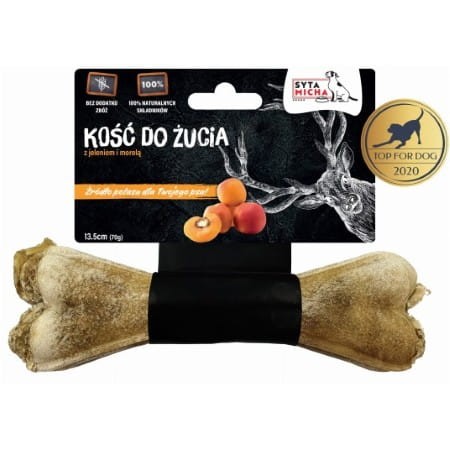 Kość do żucia dla psa z jeleniem i morelą 13,5 cm 70g.jpg