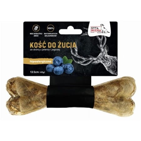 Kość do żucia dla psa hipoalergiczna jeleń z jagodami 13,5cm 70g.jpg