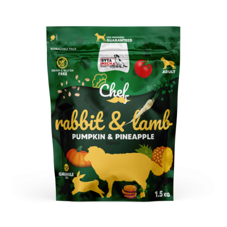 SYTA MICHA karma sucha CHEF królik z jagnięciną 1,5 kg.png