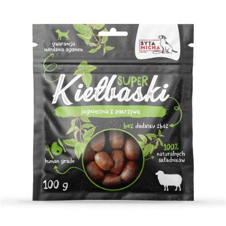 SYTA MICHA super kiełbaski z jagnięciną i pokrzywą 100 g.png
